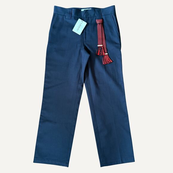 Size 48 - Lanvin Men's Navy Tassle Logo Straight Trousers - Picture 1 of 7